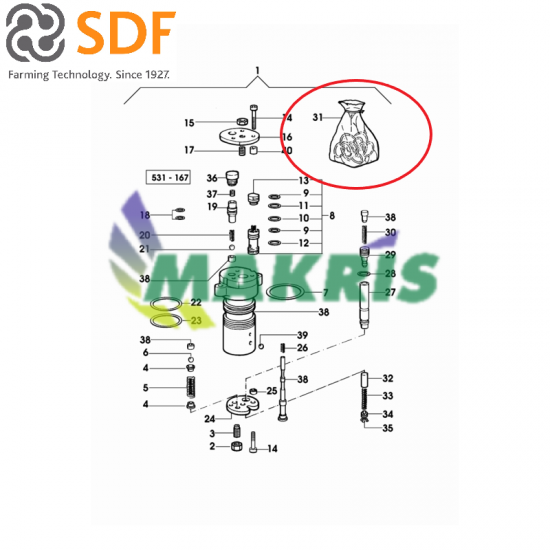 ΣΕΤ ΛΑΣΤΙΧΑ ΕΓΚΕΦΑΛΟΥ ΥΔΡΑΥΛΙΚΟΥ SDF GROUP 0.009.4416.1