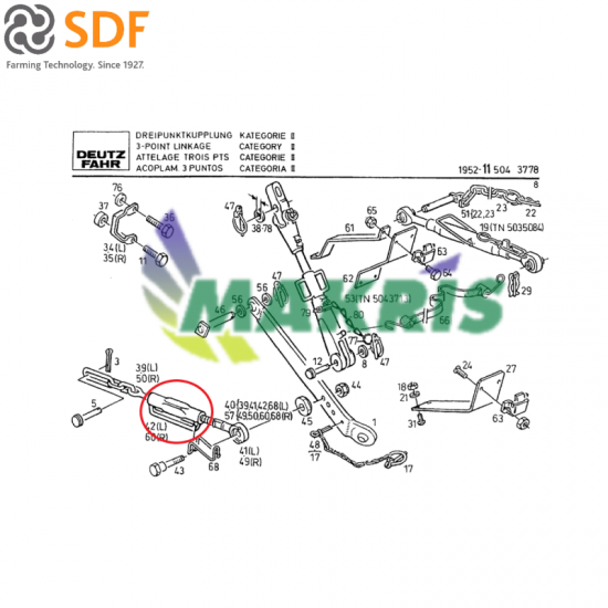 ΤΕΝΤΩΤΗΡΑΣ ΥΔΡΑΥΛΙΚΟΥ 3 ΣΗΜΕΙΩΝ DEUTZ DX3/AGROXTRA 04368093 SDF ΓΝΗΣΙΟΣ