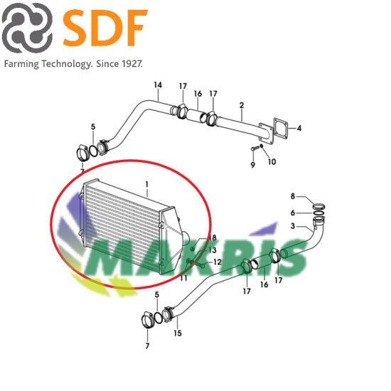 ΨΥΓΕΙΟ INTERCOOLER DEUTZ AGROTRON MK1/MK2/MK3-AGROPLUS 85/95 SDF 04411152 ΓΝΗΣΙΟ